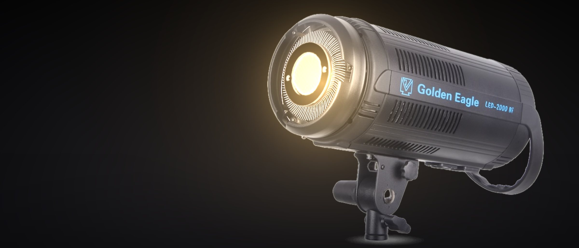 Golden Eagle LED 2000Bi bi-colour COB light with the COB lit